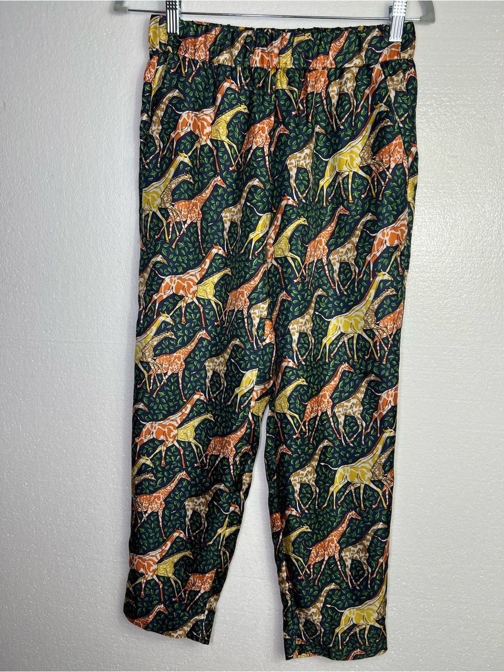 J.Crew Pull-on silk-twill pant in giraffes size 2